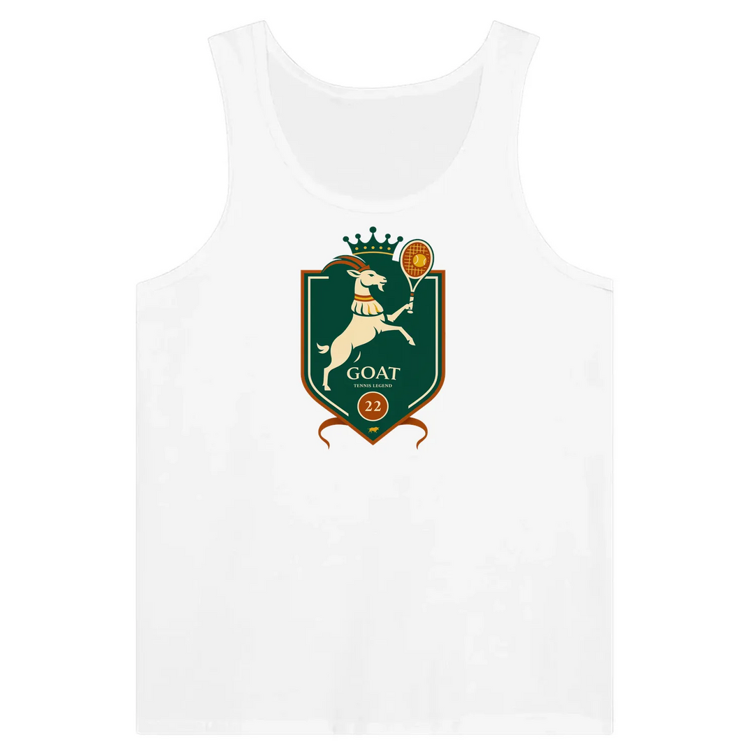 Unisex tank top featuring a graphic of Tennis GOAT Rafa