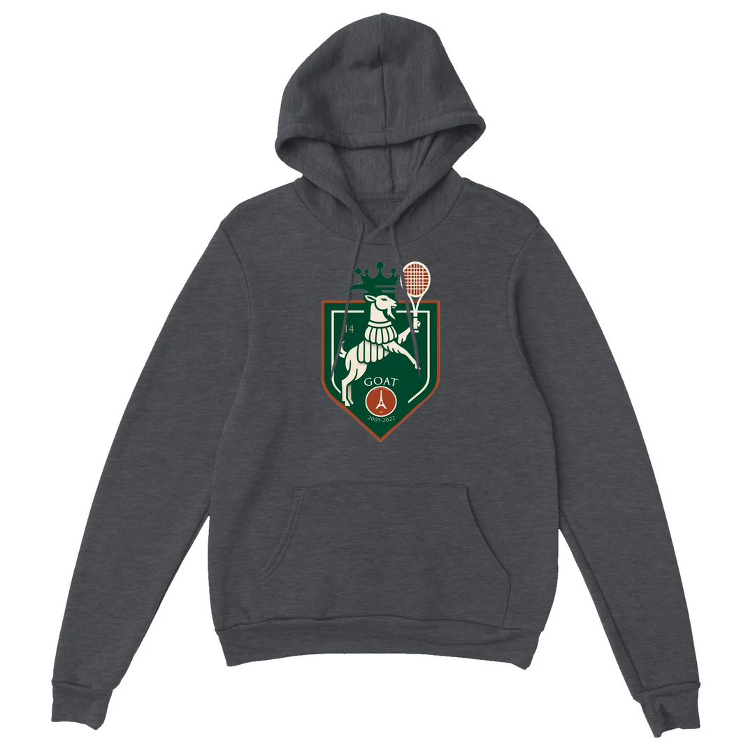 Hoodie featuring a graphic print of Rafa Nadal with tennis elements in Paris
