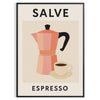 Black and gray Salve Espresso kitchen poster, minimalist graphic artwork
