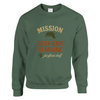 Crewneck sweater featuring a graphic of tennis elements with text 'Mission 2eme Semaine Tennis'