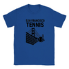 T-shirt featuring a graphic of San Francisco's iconic skyline with tennis elements