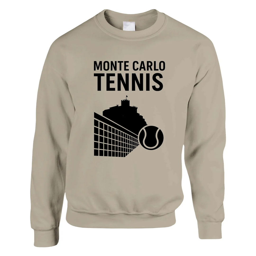 Sweater featuring a graphic print of tennis elements inspired by Monte Carlo