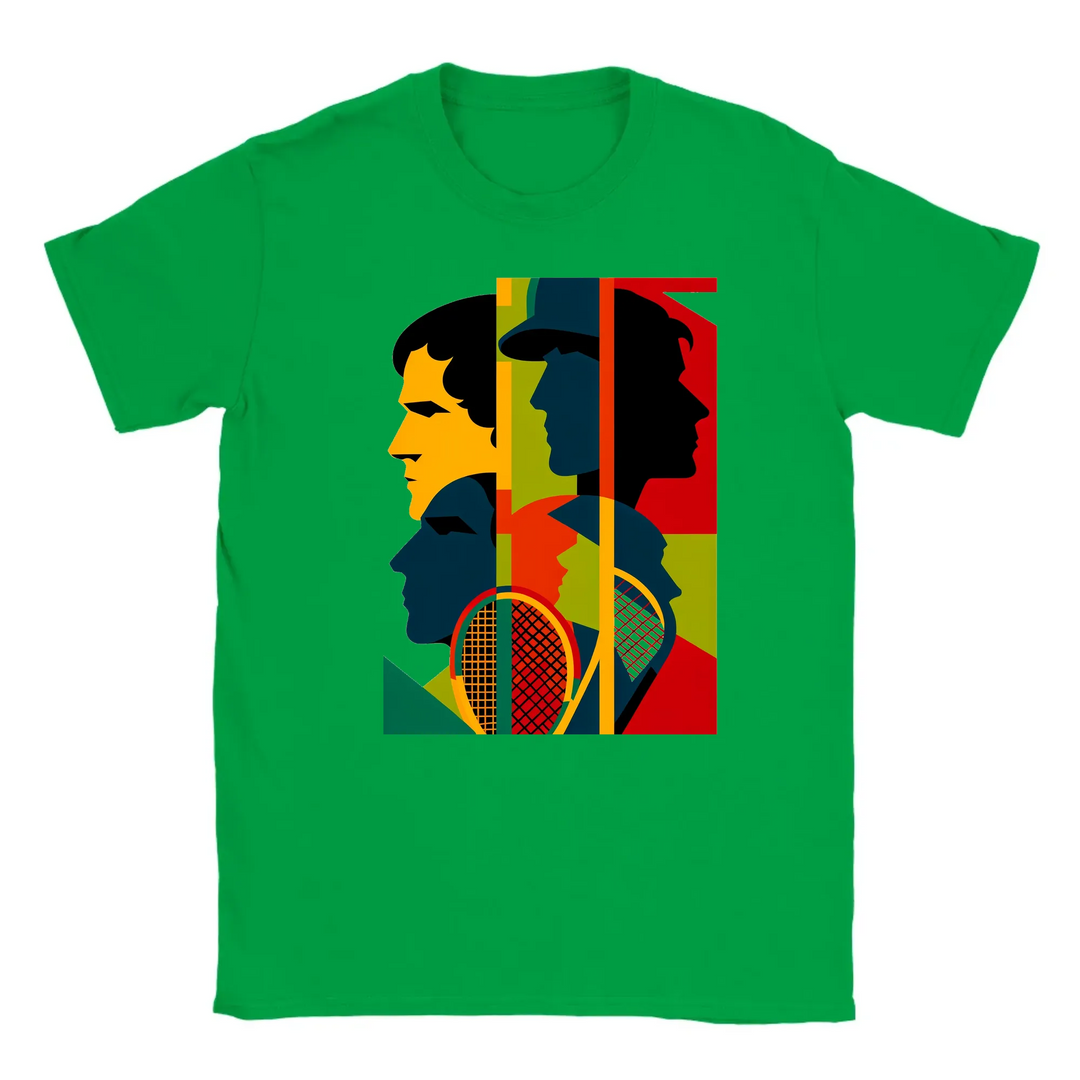 T-shirt featuring a graphic of a tennis tournament scene