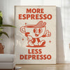 Gray and orange poster featuring modern typography with a coffee theme