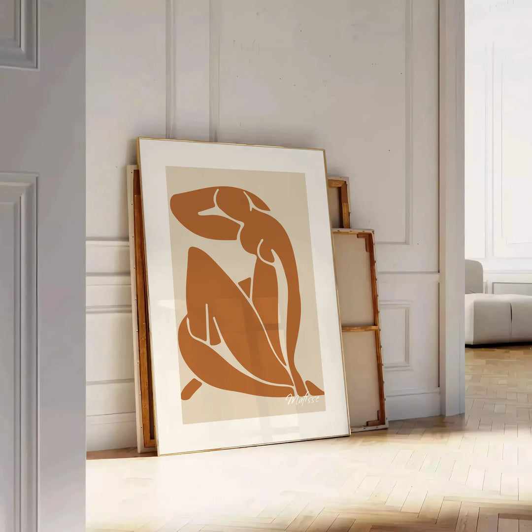 Matisse Blue Nude II in cut-out style, featuring blue, white, and brown tones