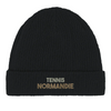 Embroidered beanie featuring a Tennis Normandie design in a soft, casual style