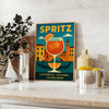 Illustration of a Spritz cocktail in orange and blue tones