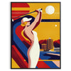 vintage Art Deco golf scene with orange and blue tones in Las Vegas