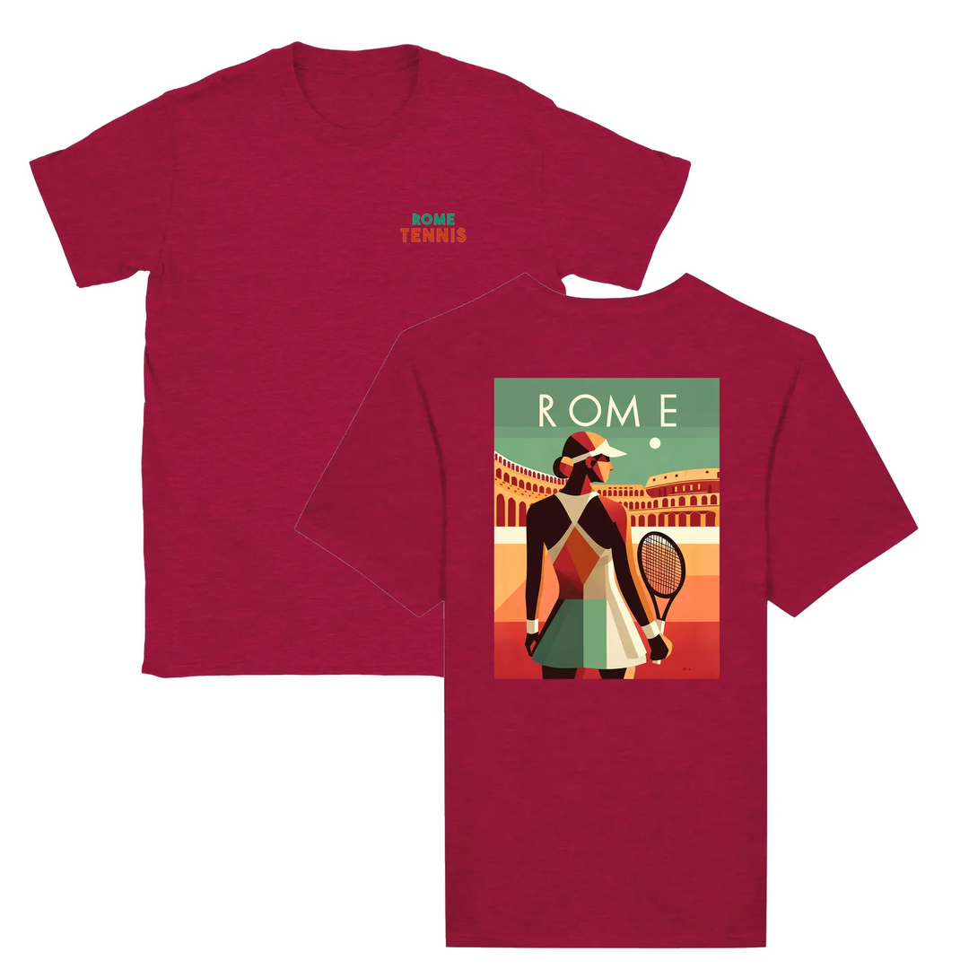T-shirt featuring a graphic of a tennis player in action
