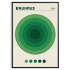 Minimalist poster with a green circle on a white and blue background