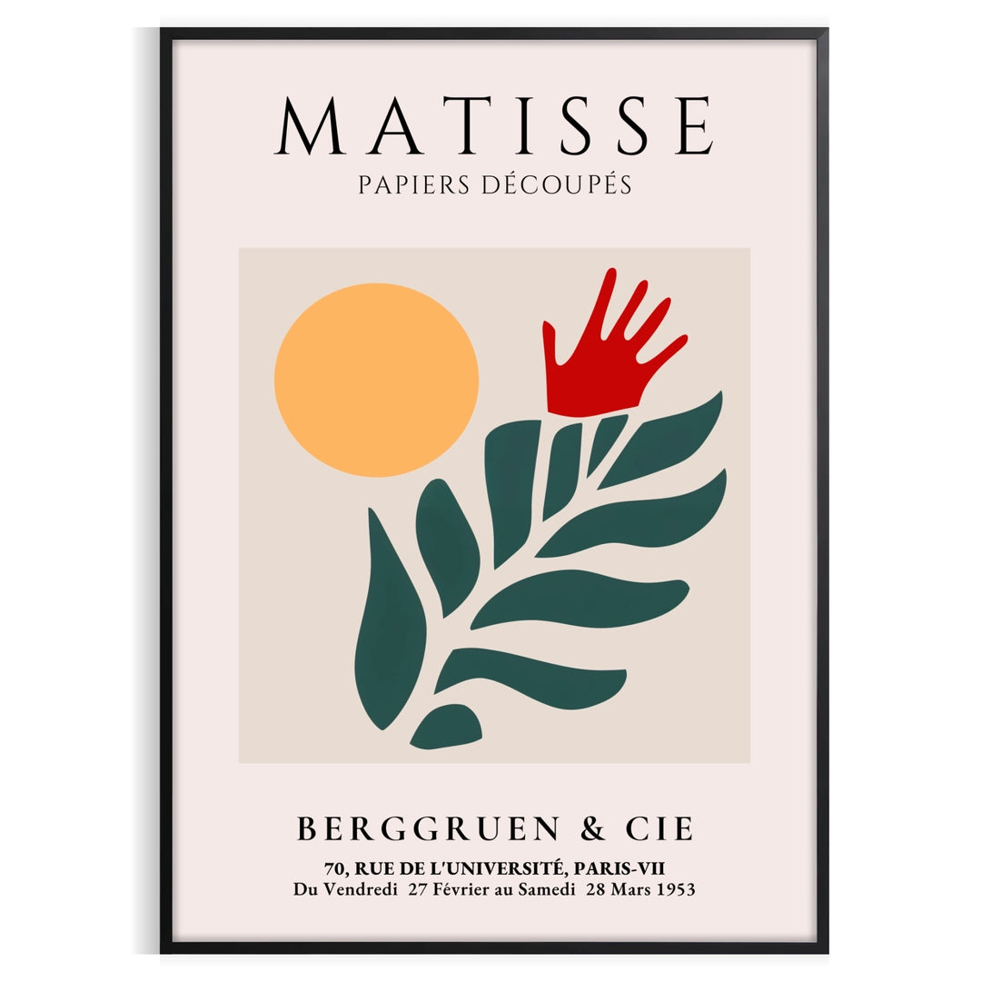Matisse's paper cut-out artwork featuring abstract shapes in white and green