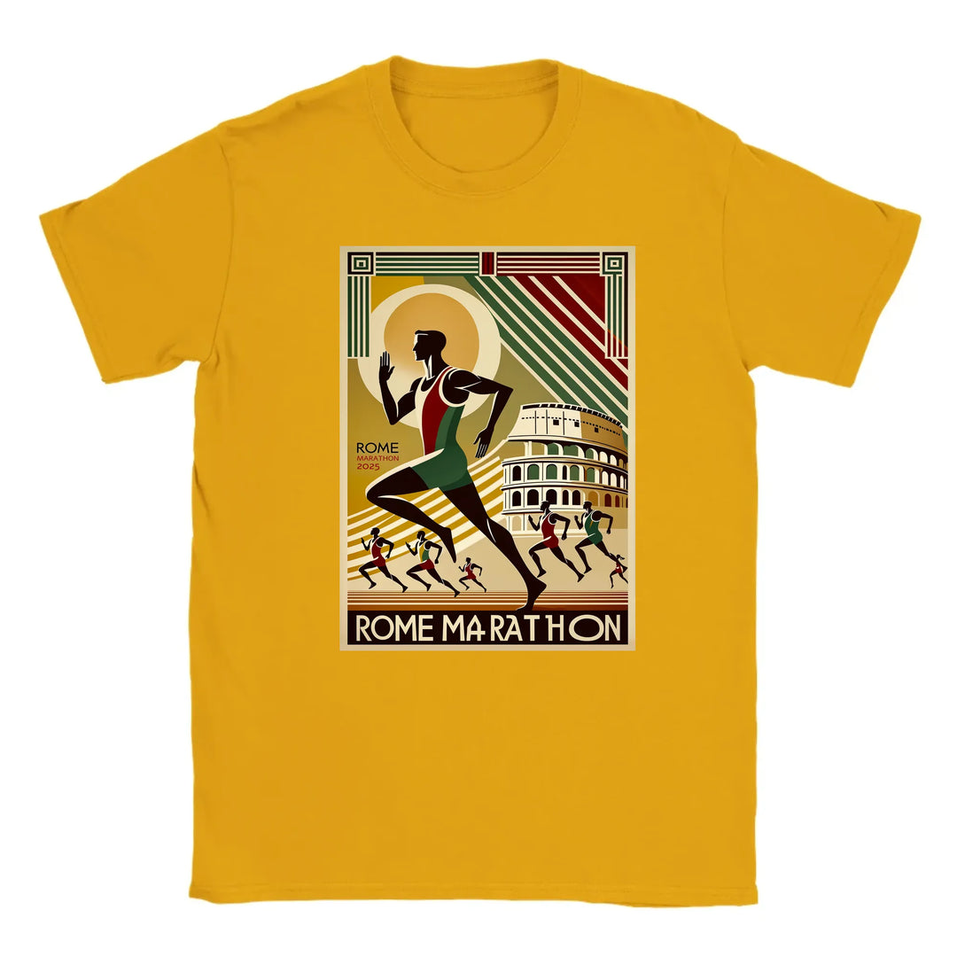 T-shirt med en grafisk design av Rom Marathon-logotypen