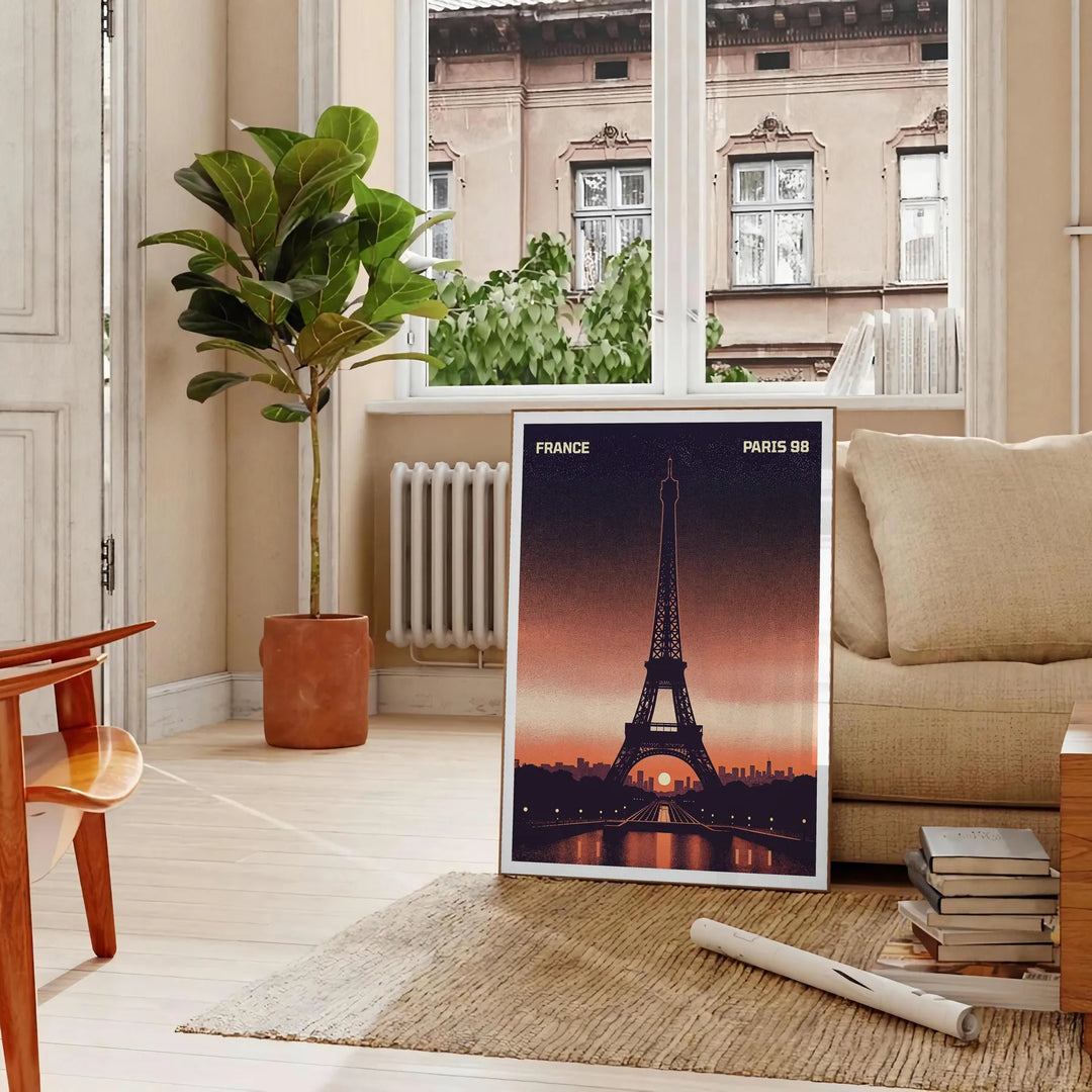Poster of Paris minimalist illustration in green and gray tones