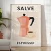 Black and gray Salve Espresso kitchen poster, minimalist graphic artwork