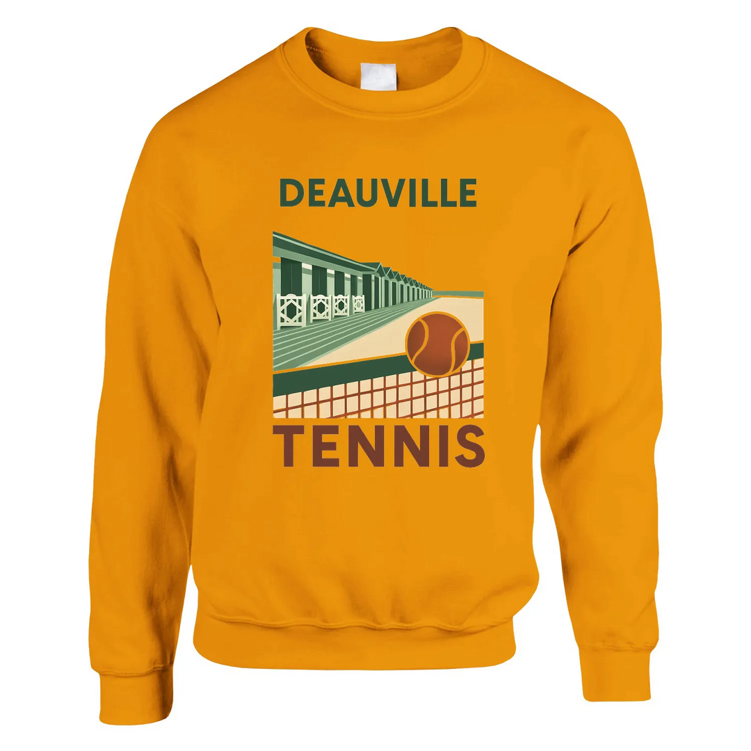 Crewneck sweater featuring Deauville Tennis logo and tennis-themed graphic