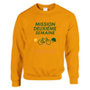 Sweater featuring a graphic print of tennis elements and the text Mission 2ème Semaine