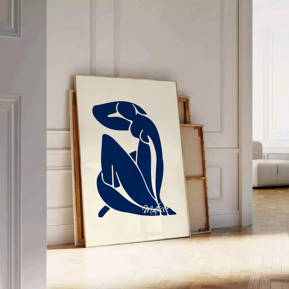 Cutout figure in blue and white with abstract shapes by Matisse