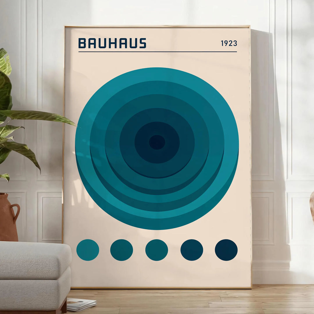 Affiche Bauhaus Circle un hommage vibrant style 1923 intérieur nuances bleu vert incontournable disponible cm 60×80 A0