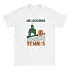 T-shirt featuring a graphic of tennis players in Melbourne