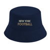 Embroidered cap featuring a New York football logo and intricate stitching