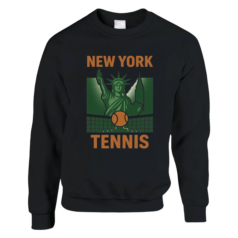 Casual sweater featuring a graphic print of 'New York Tennis' text