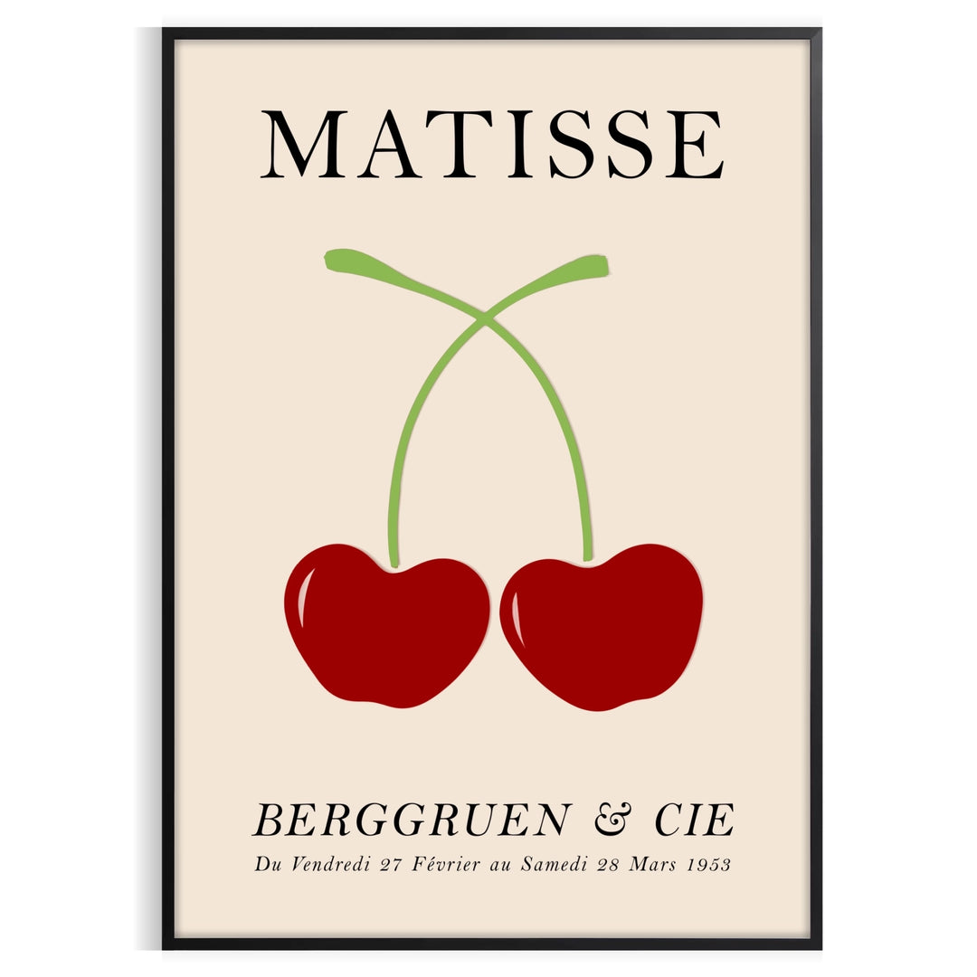 Orange and red Matisse papier découpés cherries poster, modern art print