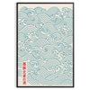 Blue, gray and white Japanese wave poster in minimalist style
