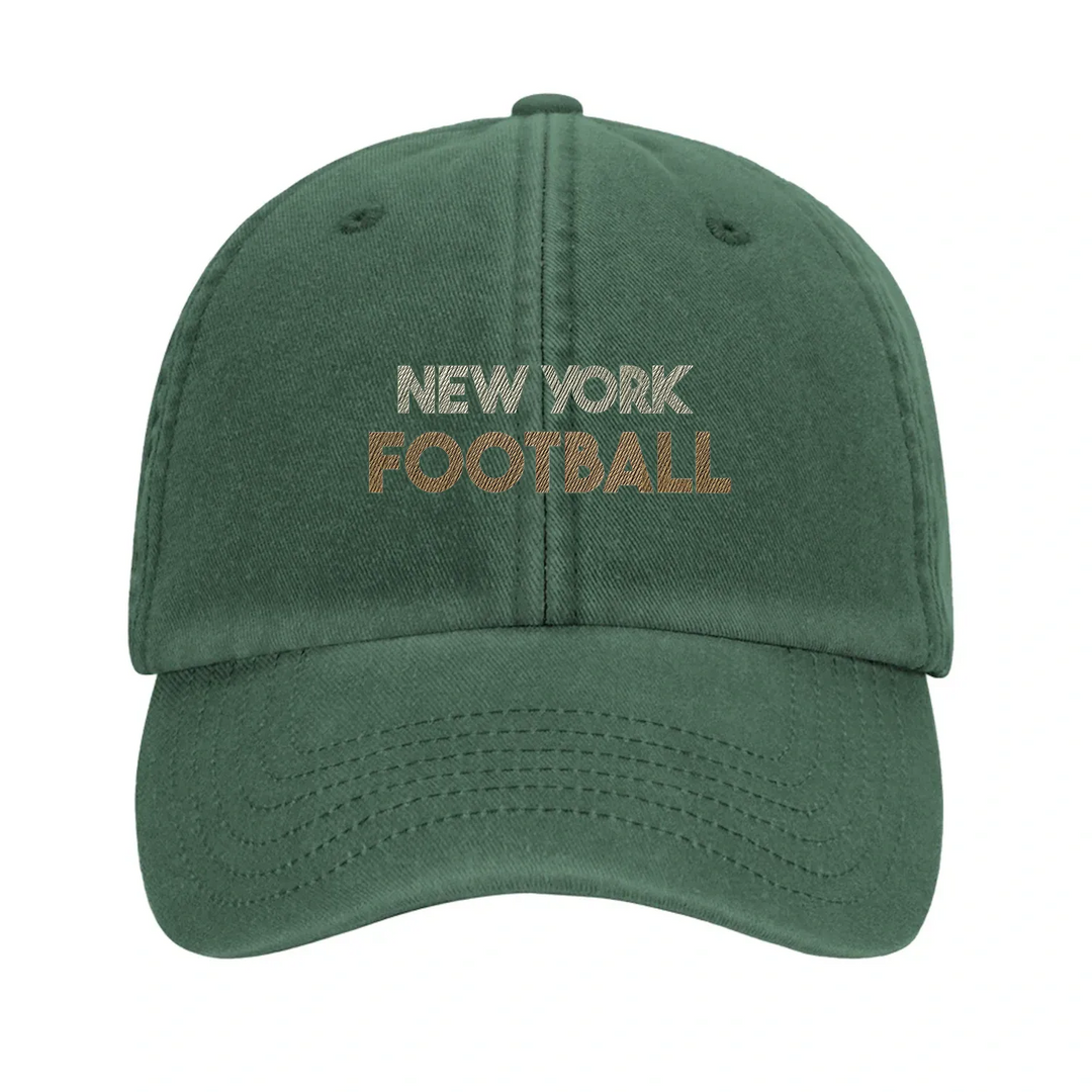 Embroidered cap featuring a vintage New York Football 1 design