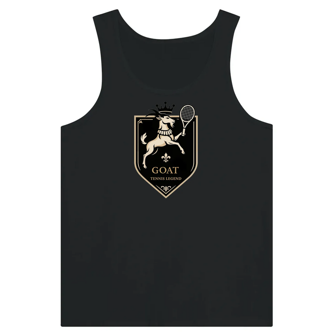 Tank top featuring a graphic of a tennis legend with GOAT lettering
