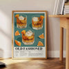 Vintage poster of an Old Fashioned cocktail in orange and gray
