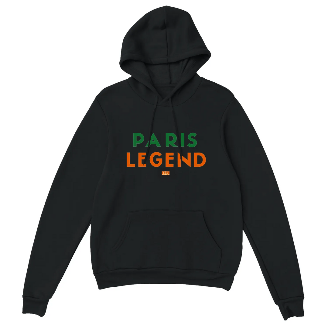 Hoodie featuring a graphic of tennis elements and the text 'Tennis Paris Legend'