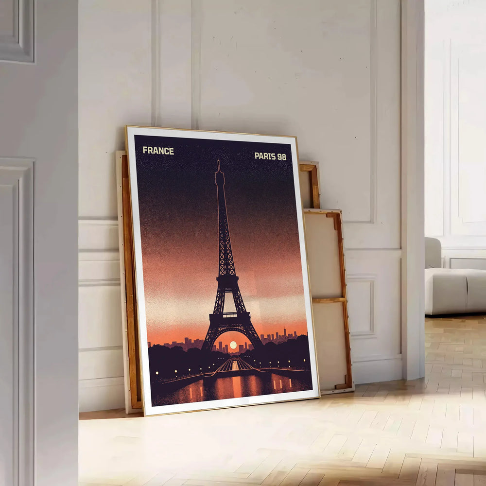 Poster of Paris minimalist illustration in green and gray tones