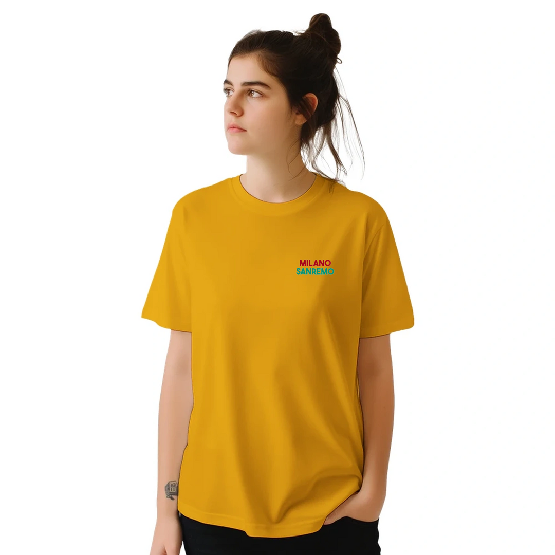 T-shirt featuring a graphic of the Milano–Sanremo cycling race