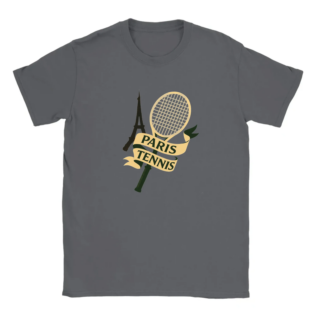 T-shirt featuring a graphic of tennis players in Paris