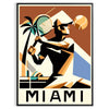 White and green Miami tennis poster, minimalist retro artwork style