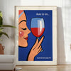 Vintage cocktail poster showing wine glass illustration in orange and red