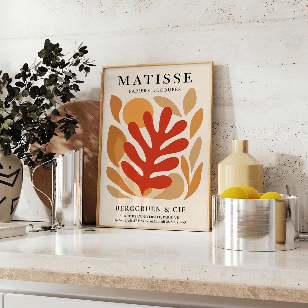 Forme ritagliate astratte in nero e arancione di Matisse
