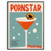 Poster of Pornstar Martini cocktail illustration with green and brown tones