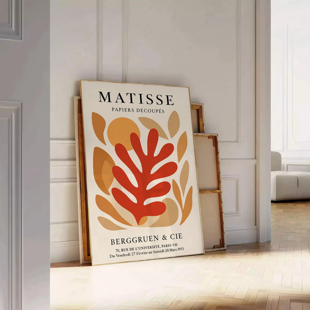 Abstract cut-out shapes in black and orange by Matisse