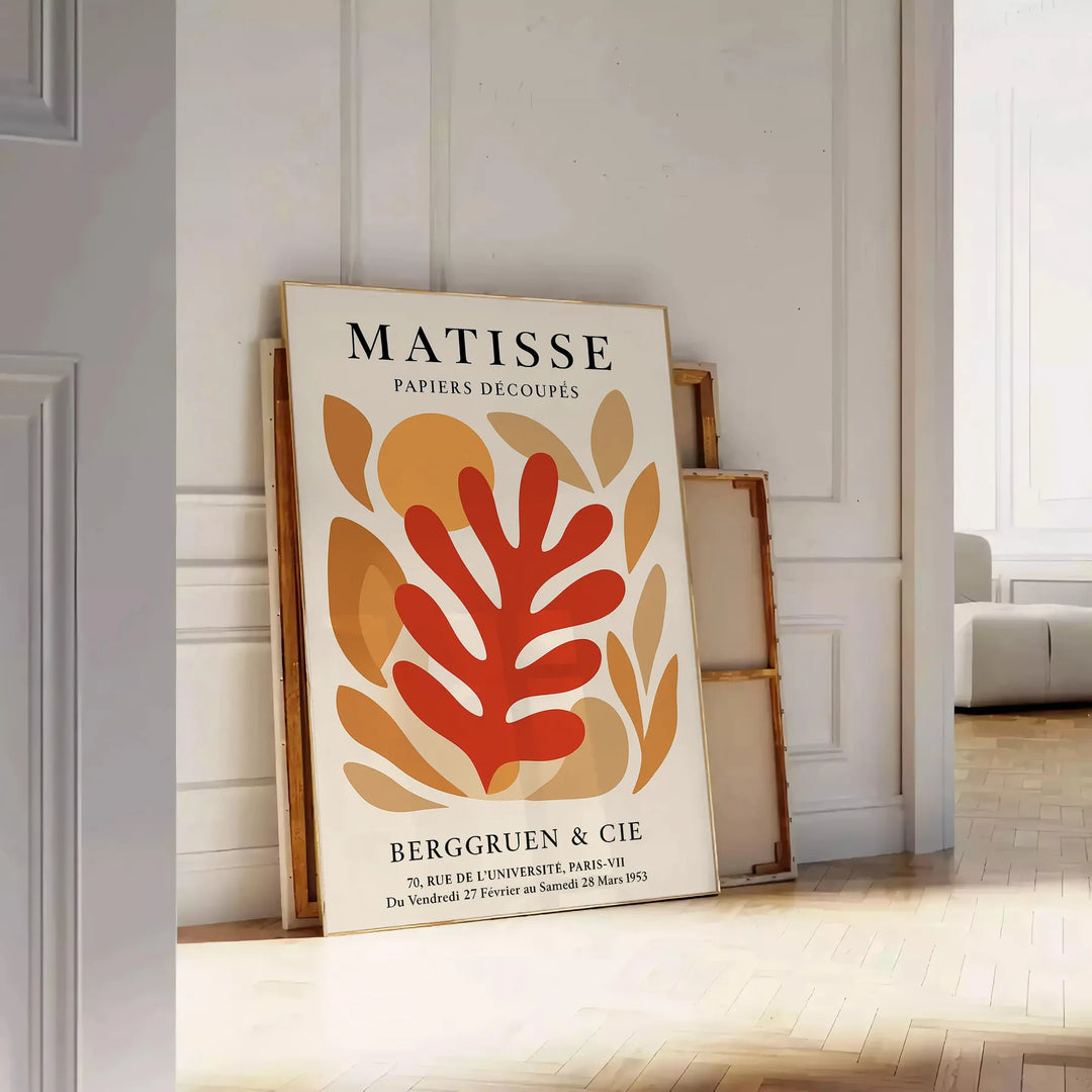 Forme ritagliate astratte in nero e arancione di Matisse