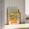 Whimsical elephant riding a bicycle through Lyon's streets
