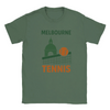 T-shirt featuring a graphic of tennis players in Melbourne