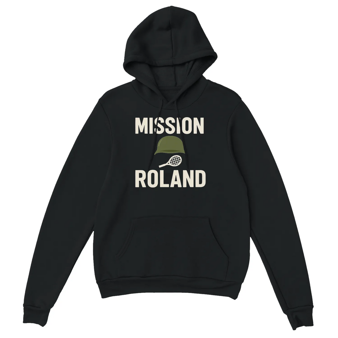 Hoodie featuring the Mission Roland Tennis logo in a bold graphic design