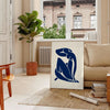 Cutout figure in blue and white with abstract shapes by Matisse