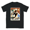 T-shirt featuring a graphic of tennis rackets and a Miami skyline