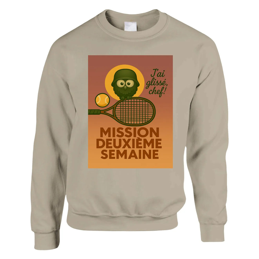Unisexowy sweter z typograficznym wzorem inspirowanym Mission 2ème Semaine Tennis