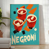 Negroni poster featuring orange and brown minimalist vintage illustration