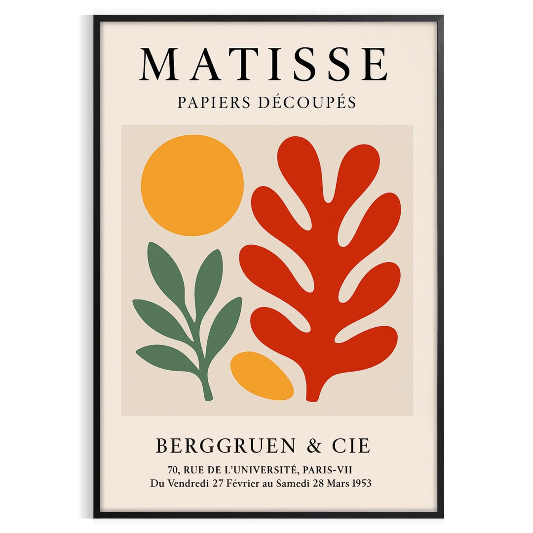 Poster showing Matisse Papiers Découpés green and orange cut-paper collage