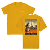 T-shirt featuring a graphic print of tennis elements and the Eiffel Tower