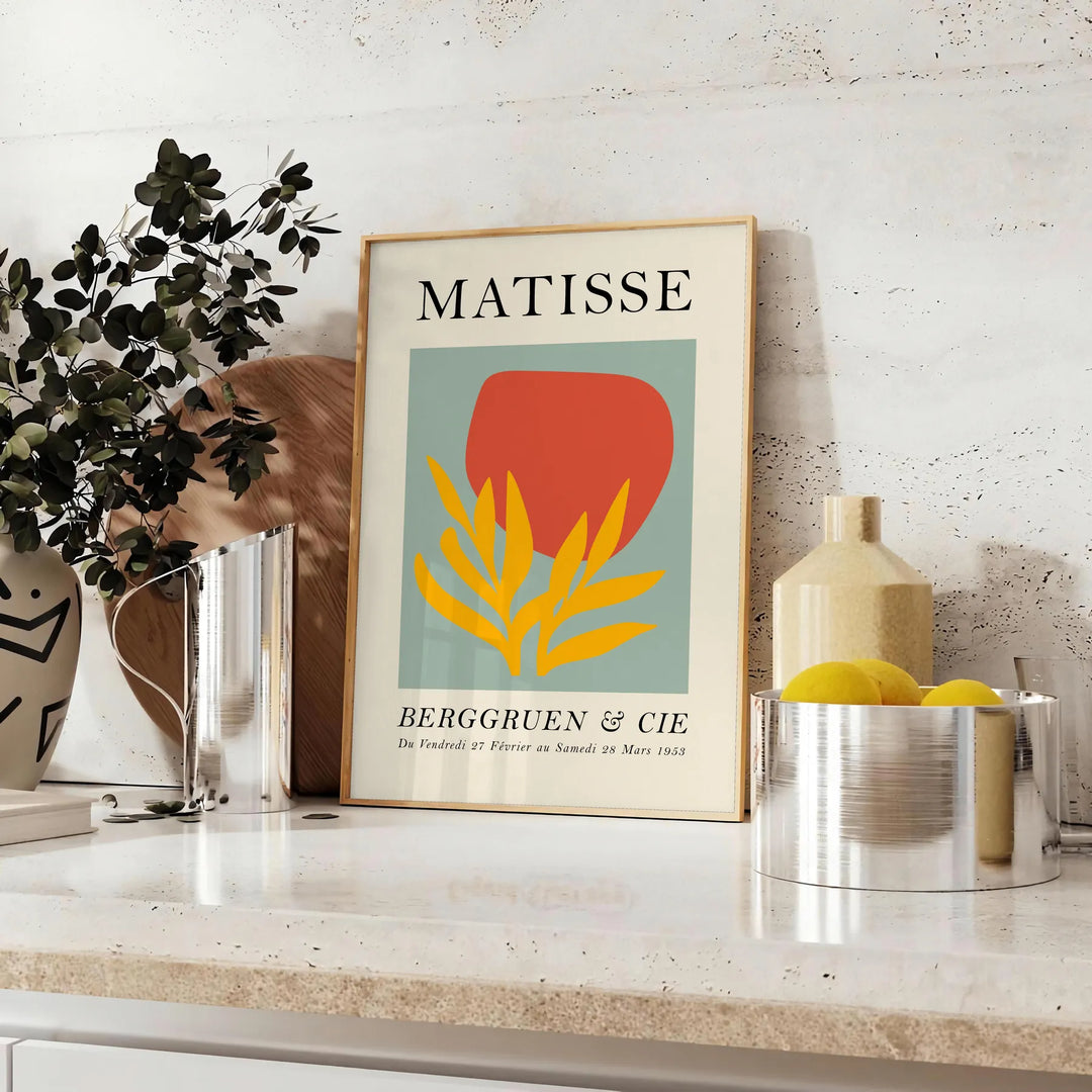 Orange and black Matisse papiers découpés poster, abstract cutout composition